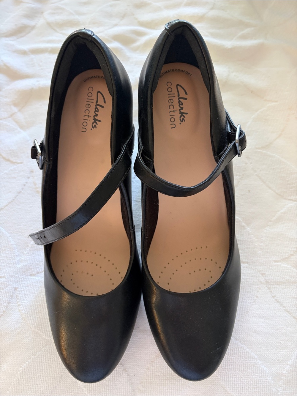 Clarks Collection Women's Black Mary Jane Heels with Strap